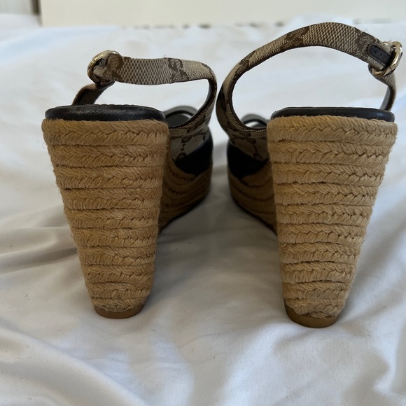 Gucci Slingback Canvas Wedges - Picture 6 of 8